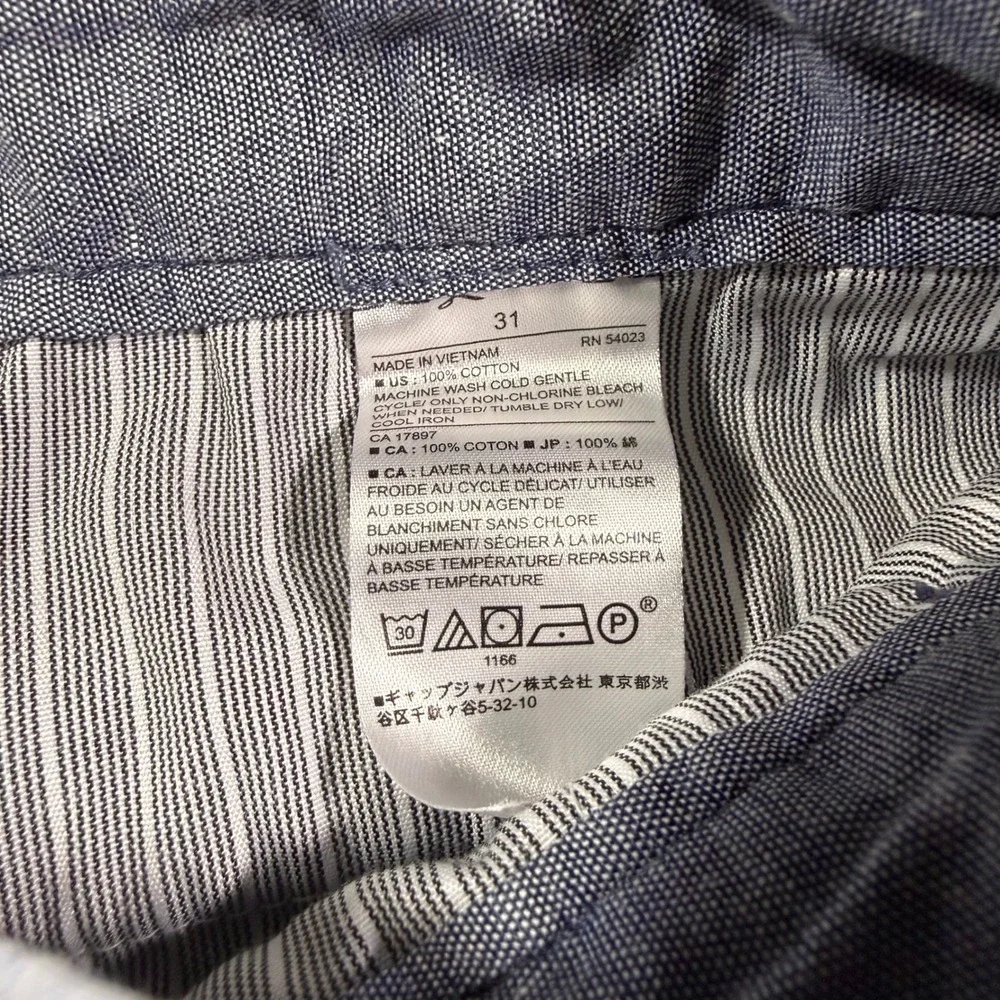 Banana Republic Aiden Short Mens 31 Blue White Plaid Cotton Flat Front Shorts